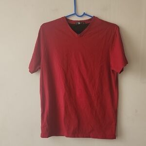 Red V-Neck Short Sleeve Tee